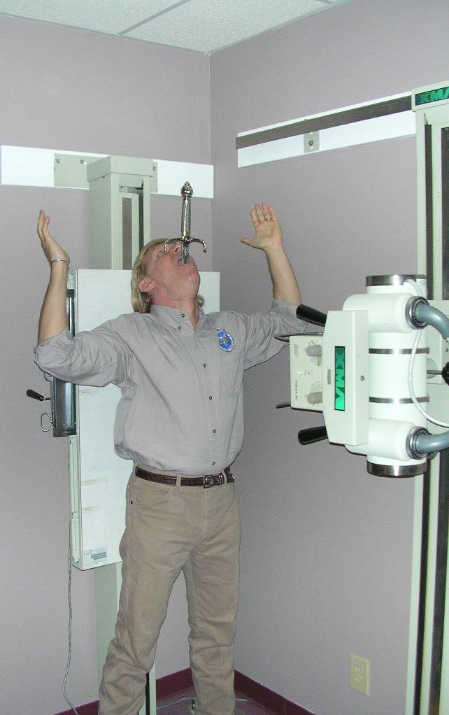 Dan Meyer being x-rayed